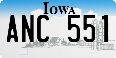 IA license plate ANC551