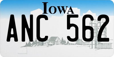 IA license plate ANC562