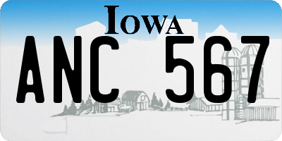 IA license plate ANC567
