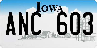 IA license plate ANC603