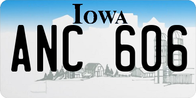 IA license plate ANC606