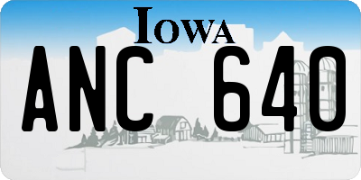 IA license plate ANC640