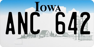 IA license plate ANC642