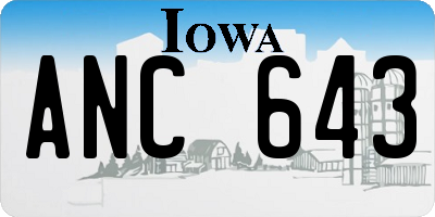 IA license plate ANC643