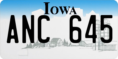 IA license plate ANC645