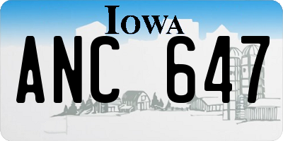 IA license plate ANC647