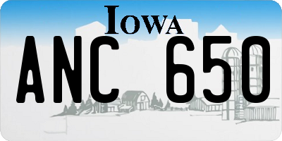 IA license plate ANC650