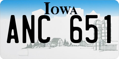 IA license plate ANC651