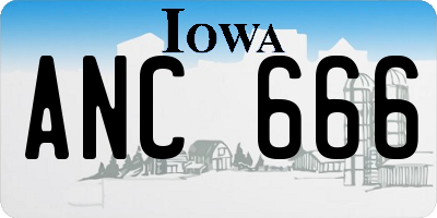 IA license plate ANC666
