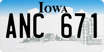 IA license plate ANC671