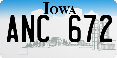 IA license plate ANC672