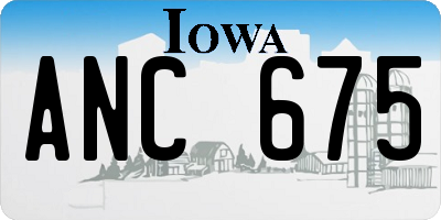 IA license plate ANC675
