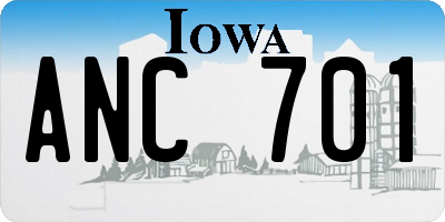 IA license plate ANC701