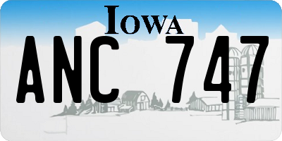 IA license plate ANC747