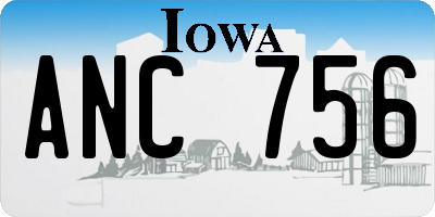 IA license plate ANC756