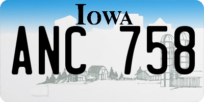 IA license plate ANC758