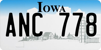IA license plate ANC778