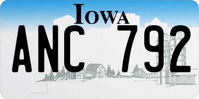 IA license plate ANC792