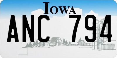 IA license plate ANC794