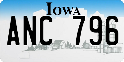 IA license plate ANC796