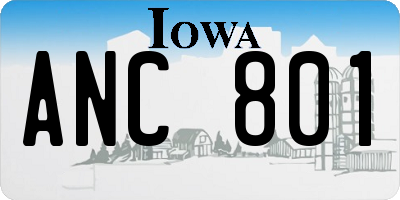 IA license plate ANC801