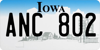 IA license plate ANC802