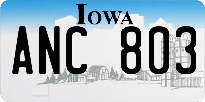 IA license plate ANC803