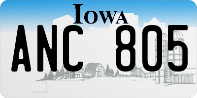 IA license plate ANC805