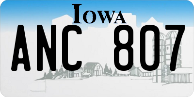 IA license plate ANC807