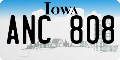 IA license plate ANC808