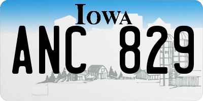 IA license plate ANC829