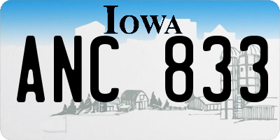 IA license plate ANC833