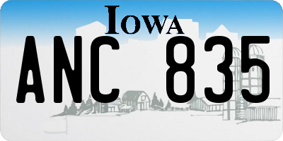 IA license plate ANC835