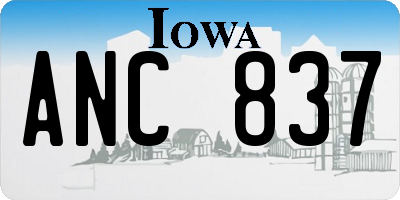 IA license plate ANC837
