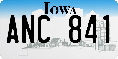 IA license plate ANC841