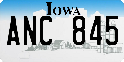 IA license plate ANC845