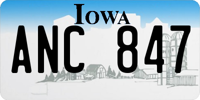 IA license plate ANC847