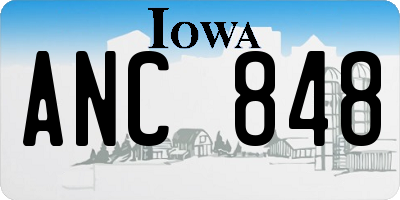 IA license plate ANC848