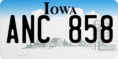 IA license plate ANC858