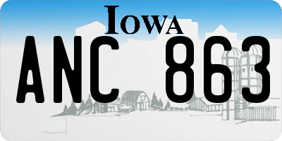 IA license plate ANC863