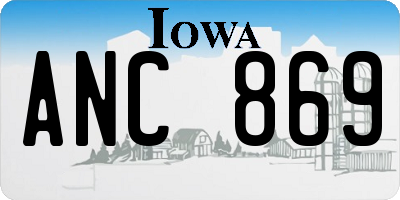 IA license plate ANC869