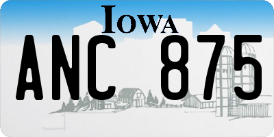 IA license plate ANC875