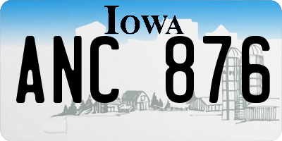 IA license plate ANC876