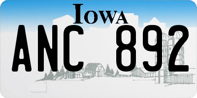IA license plate ANC892