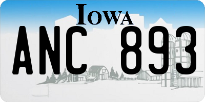 IA license plate ANC893