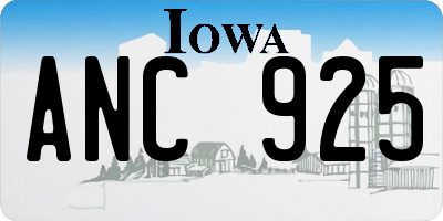 IA license plate ANC925
