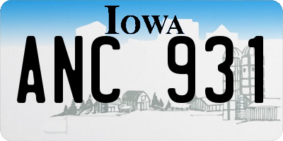 IA license plate ANC931