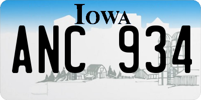 IA license plate ANC934