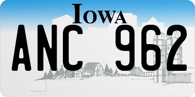 IA license plate ANC962