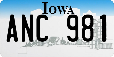 IA license plate ANC981